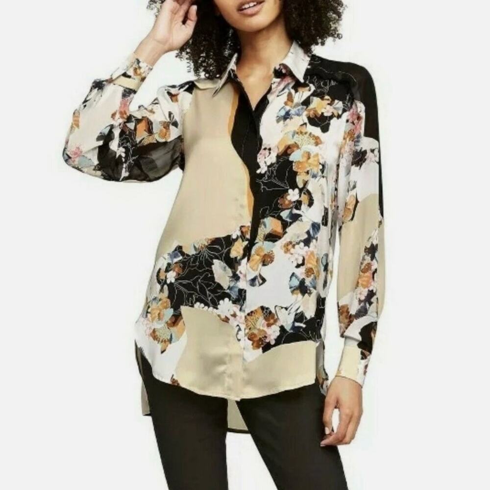 Phillip Lim Target Floral Button Down Collared Blouse Multicolor Small Designer